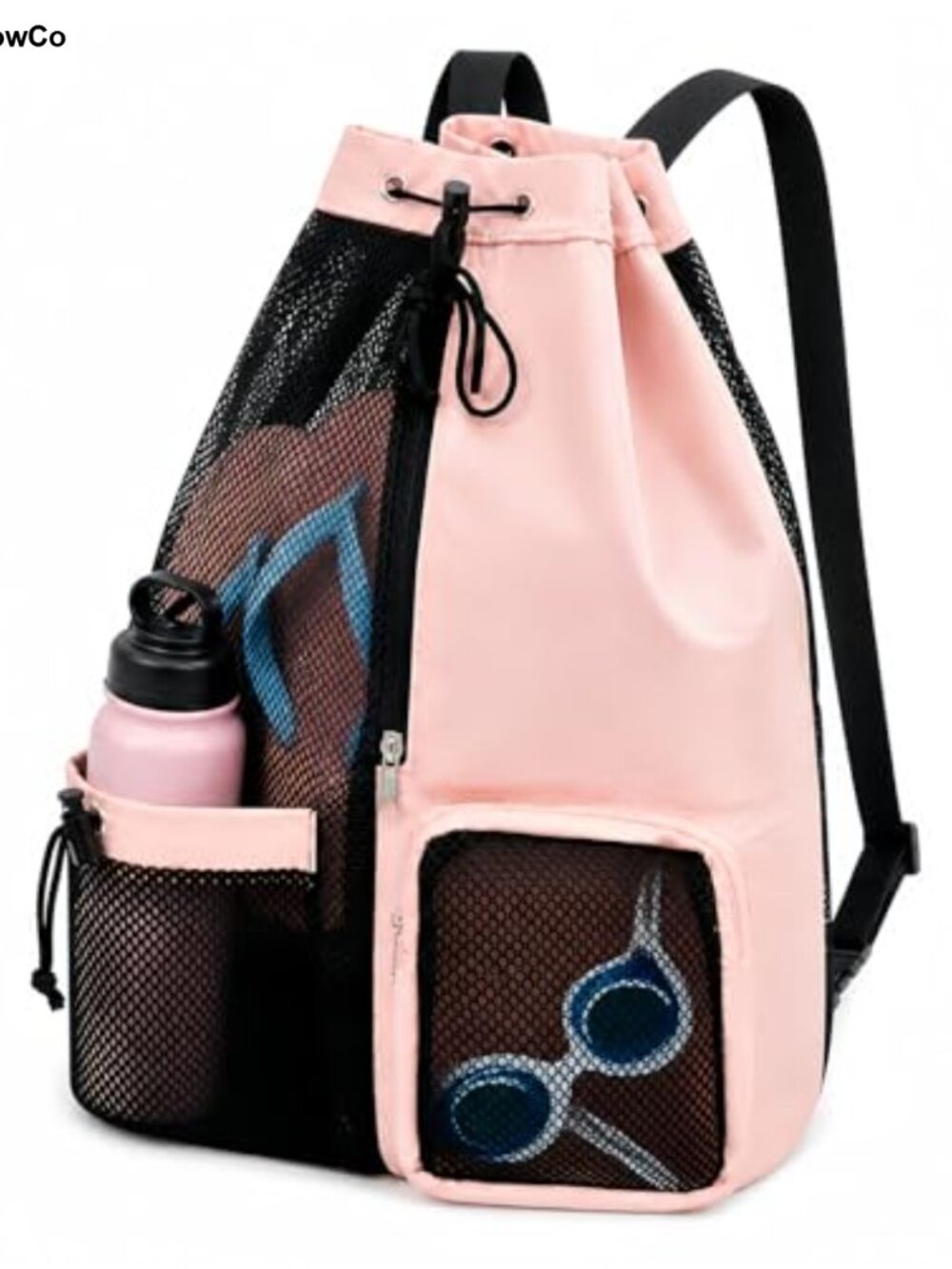 Waterproof Mesh Drawstring Backpack Swim Gym Beach Bag
